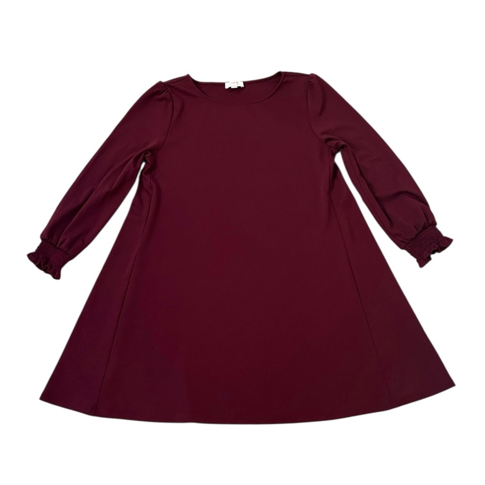 LOFT Outlet Dress Ruffle Sleeves Maroon Petite Women’s Petite Large